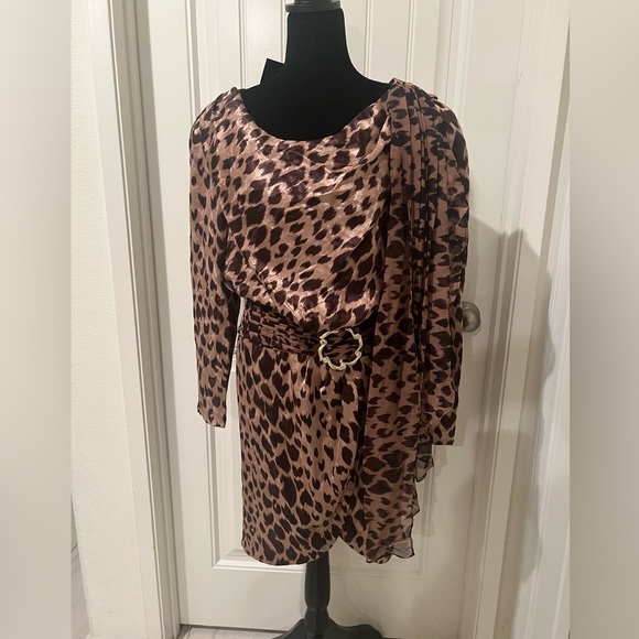 Saint Romei Vintage 1980’s 100% Silk Animal Print Mini Cocktail Dress Size 8 NWT